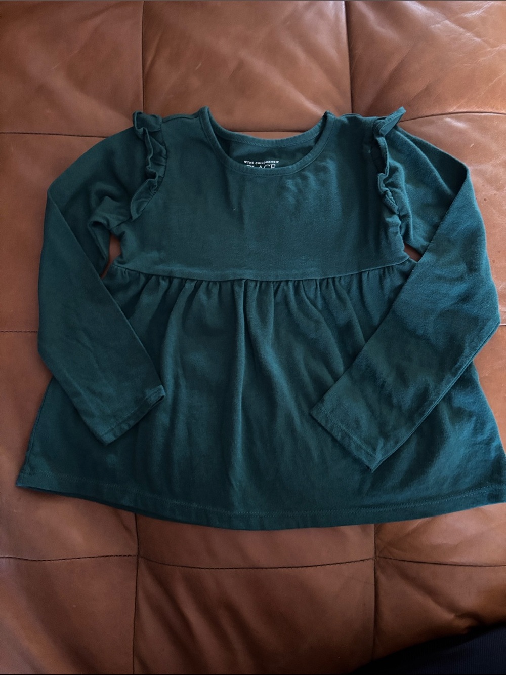 The Children’s Place Girls 4T Emerald Green Ruffle Tunic Top